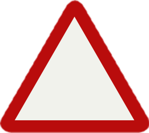 A red warning triangle